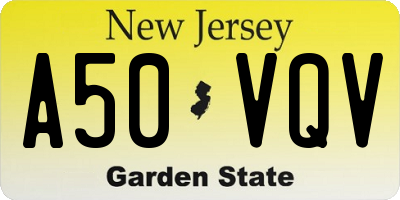 NJ license plate A50VQV
