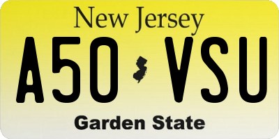 NJ license plate A50VSU