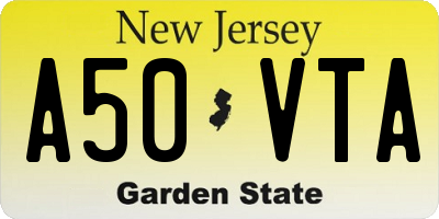 NJ license plate A50VTA