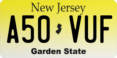 NJ license plate A50VUF