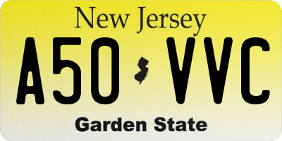 NJ license plate A50VVC