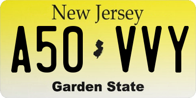 NJ license plate A50VVY