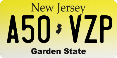 NJ license plate A50VZP