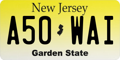 NJ license plate A50WAI