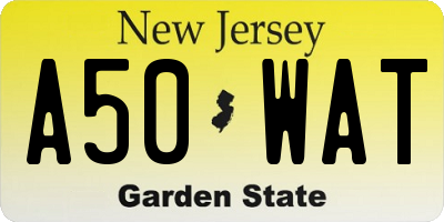 NJ license plate A50WAT