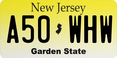 NJ license plate A50WHW