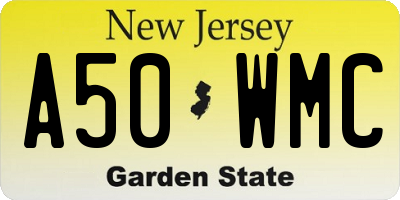 NJ license plate A50WMC