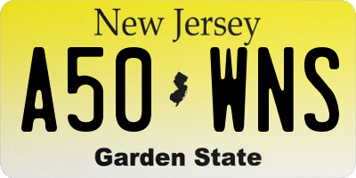 NJ license plate A50WNS