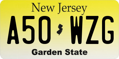 NJ license plate A50WZG