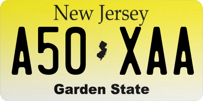 NJ license plate A50XAA
