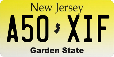 NJ license plate A50XIF
