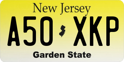 NJ license plate A50XKP