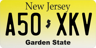 NJ license plate A50XKV