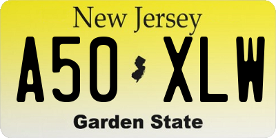 NJ license plate A50XLW
