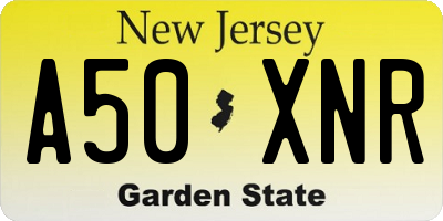 NJ license plate A50XNR