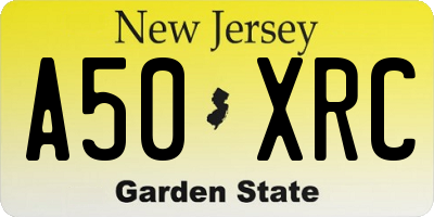 NJ license plate A50XRC
