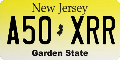 NJ license plate A50XRR