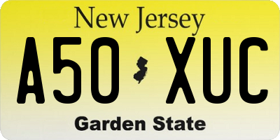 NJ license plate A50XUC