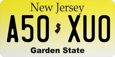 NJ license plate A50XUO