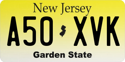 NJ license plate A50XVK