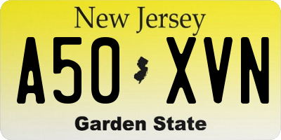 NJ license plate A50XVN