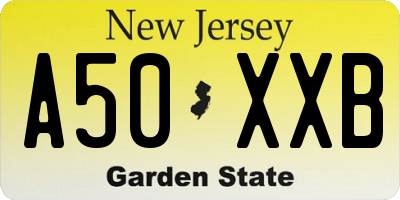 NJ license plate A50XXB