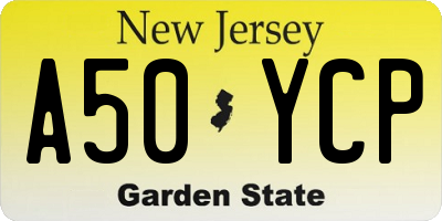 NJ license plate A50YCP
