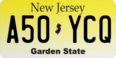 NJ license plate A50YCQ