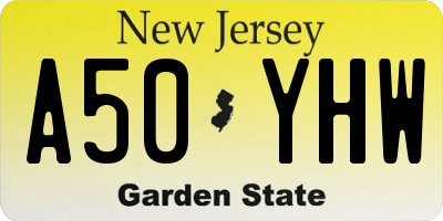 NJ license plate A50YHW