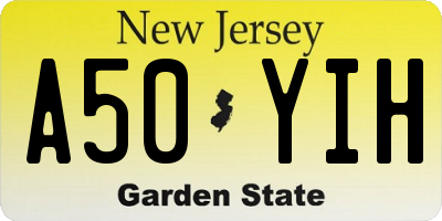 NJ license plate A50YIH