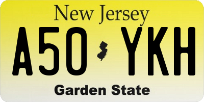 NJ license plate A50YKH