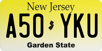 NJ license plate A50YKU