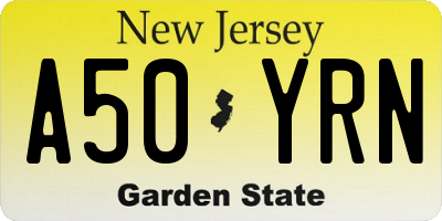 NJ license plate A50YRN