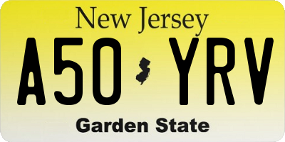 NJ license plate A50YRV