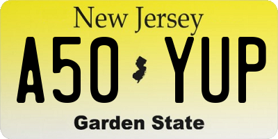 NJ license plate A50YUP