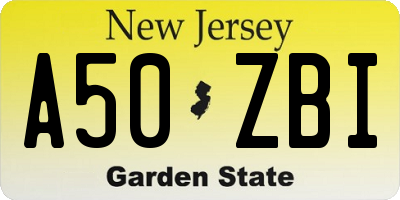 NJ license plate A50ZBI