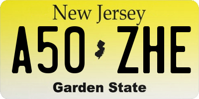 NJ license plate A50ZHE