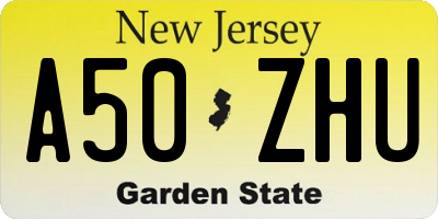 NJ license plate A50ZHU