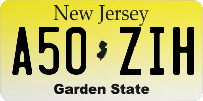 NJ license plate A50ZIH