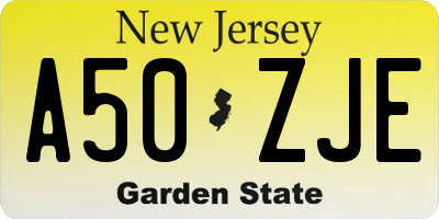 NJ license plate A50ZJE
