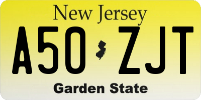 NJ license plate A50ZJT