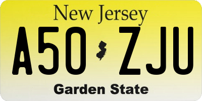NJ license plate A50ZJU