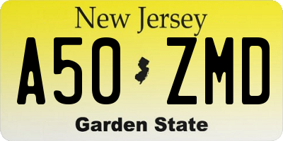 NJ license plate A50ZMD