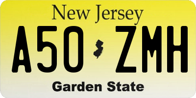 NJ license plate A50ZMH