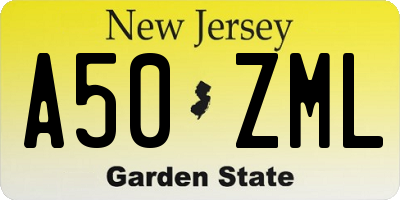 NJ license plate A50ZML