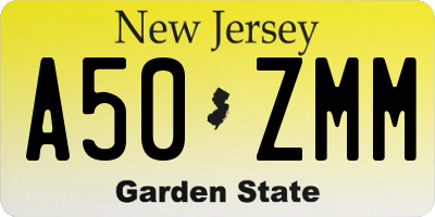 NJ license plate A50ZMM