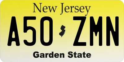 NJ license plate A50ZMN
