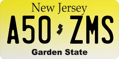 NJ license plate A50ZMS