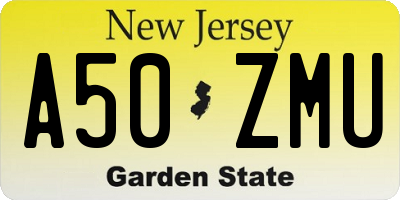NJ license plate A50ZMU