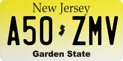 NJ license plate A50ZMV